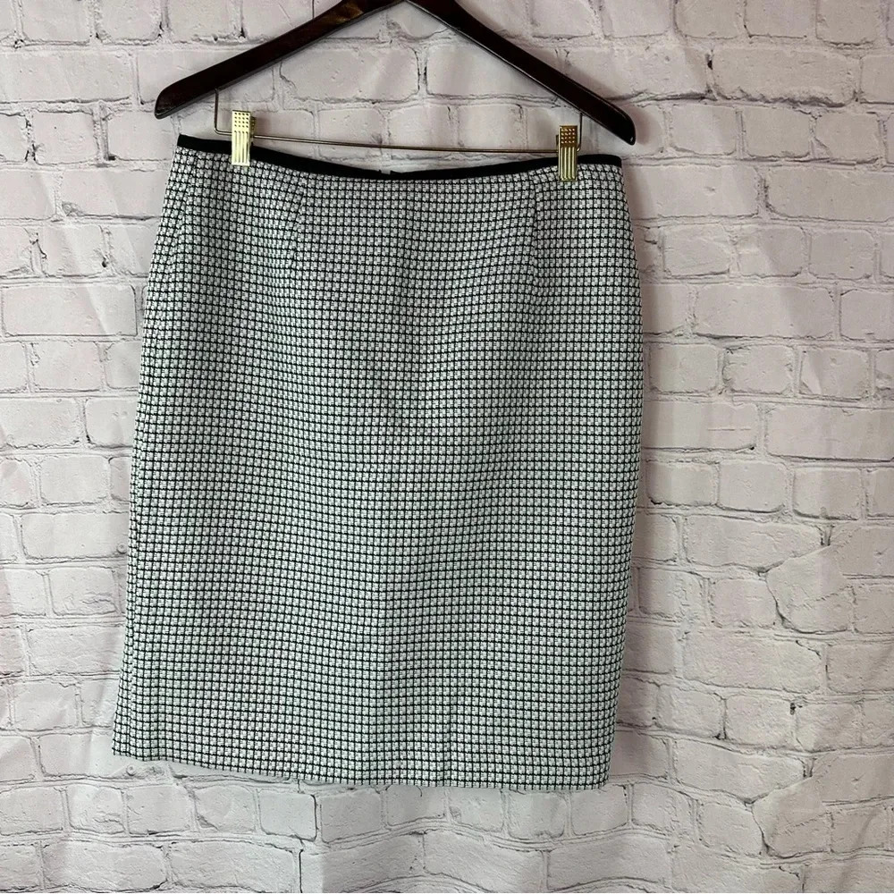 calvin klein black white midi pencil skirt sz 12 office professional office